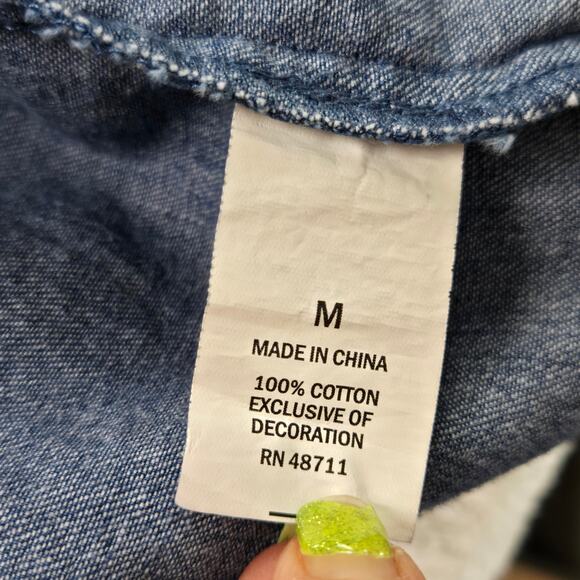 Falls Creek EUC denim embroidered Aztec open jacket kimono sleeves Medium blue - Picture 5 of 15